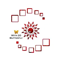 Look Decor Sun 12 Square Red 20 Butterfly-Cp318 Acrylic Mirror Wall Sticker|Mirror For Wall|Mirror Stickers For Wall|Wall Mirror|Flexible Mirror|3D Mirror Wall Stickers|Wall Sticker Cp-844-thumb1