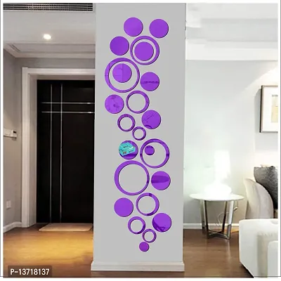 Look Decor Big Ring 12 Circle 12 Purple Acrylic Mirror Wall Sticker|Mirror For Wall|Mirror Stickers For Wall|Wall Mirror|Flexible Mirror|3D Mirror Wall Stickers|Wall Sticker Cp-1449