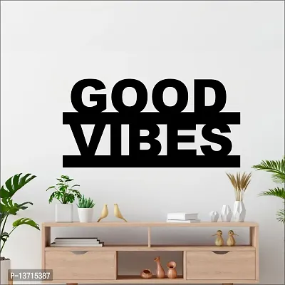 Look Decor Good Vibes Wall Sculptures, Wall Art, Wall Decor, Black wooden art home decor items for Livingroom Bedroom Kitchen Office Wall, Wall Stickers And Murals (29 X14.5 cm)-thumb0
