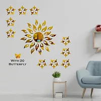 Look Decor Sun 50 Star Golden 20 Butterfly-Cp384 Acrylic Mirror Wall Sticker|Mirror For Wall|Mirror Stickers For Wall|Wall Mirror|Flexible Mirror|3D Mirror Wall Stickers|Wall Sticker Cp-910-thumb2