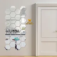 Look Decor 28 Hexagon Silver With 10 Butterfly Golden Acrylic Mirror Wall Sticker|Mirror For Wall|Mirror Stickers For Wall|Wall Mirror|Flexible Mirror|3D Mirror Wall Stickers|Wall Sticker Cp-254-thumb2