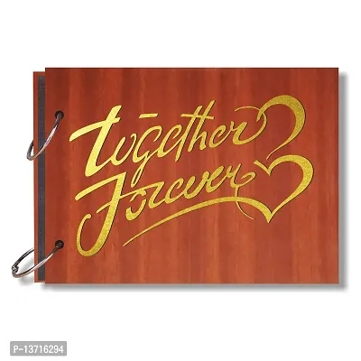Look Decor Together Forever  Artworks Wooden Photo Album Scrap Book With 10 Butterfly 3D Acrylic Sticker 40 Pages Plus 2 Glitter Golden Paper Sheets - Size (22 cm x 16 cm) Gift Item-thumb0