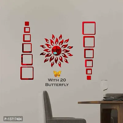 Look Decor Sun 12 Square Red 20 Butterfly-Cp315 Acrylic Mirror Wall Sticker|Mirror For Wall|Mirror Stickers For Wall|Wall Mirror|Flexible Mirror|3D Mirror Wall Stickers|Wall Sticker Cp-841-thumb3