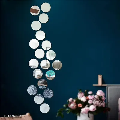 Look Decor 19 Circle Silver Acrylic Mirror Wall Sticker|Mirror For Wall|Mirror Stickers For Wall|Wall Mirror|Flexible Mirror|3D Mirror Wall Stickers|Wall Sticker Cp-1478