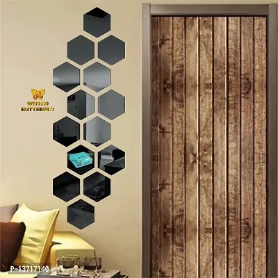 Look Decor 14 Hexagon Black-Cp13 Acrylic Mirror Wall Sticker|Mirror For Wall|Mirror Stickers For Wall|Wall Mirror|Flexible Mirror|3D Mirror Wall Stickers|Wall Sticker Cp-539-thumb3