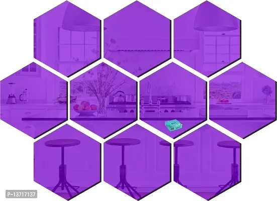 Look Decor 10 Hexagon Purple-Cp10 Acrylic Mirror Wall Sticker|Mirror For Wall|Mirror Stickers For Wall|Wall Mirror|Flexible Mirror|3D Mirror Wall Stickers|Wall Sticker Cp-536