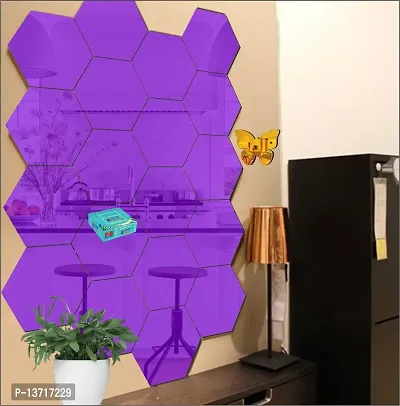 Look Decor 20 Hexagon Purple-Cp91 Acrylic Mirror Wall Sticker|Mirror For Wall|Mirror Stickers For Wall|Wall Mirror|Flexible Mirror|3D Mirror Wall Stickers|Wall Sticker Cp-617-thumb0