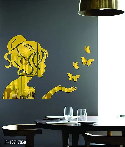 Look Decor Angel Ferry 4 Butterfly Golden-Cp677 Acrylic Mirror Wall Sticker|Mirror For Wall|Mirror Stickers For Wall|Wall Mirror|Flexible Mirror|3D Mirror Wall Stickers|Wall Sticker Cp-1203