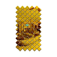 Look Decor 100 Square Golden-Cp541 Acrylic Mirror Wall Sticker|Mirror For Wall|Mirror Stickers For Wall|Wall Mirror|Flexible Mirror|3D Mirror Wall Stickers|Wall Sticker Cp-1067-thumb1