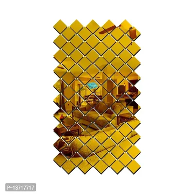 Look Decor 100 Square Golden-Cp541 Acrylic Mirror Wall Sticker|Mirror For Wall|Mirror Stickers For Wall|Wall Mirror|Flexible Mirror|3D Mirror Wall Stickers|Wall Sticker Cp-1067-thumb2