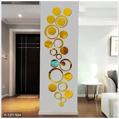 Look Decor 40 Ring And Dot Golden-Cp450 Acrylic Mirror Wall Sticker|Mirror For Wall|Mirror Stickers For Wall|Wall Mirror|Flexible Mirror|3D Mirror Wall Stickers|Wall Sticker Cp-976-thumb0