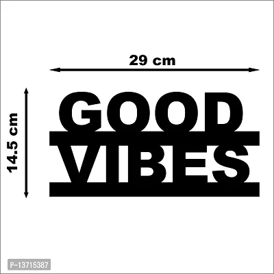 Look Decor Good Vibes Wall Sculptures, Wall Art, Wall Decor, Black wooden art home decor items for Livingroom Bedroom Kitchen Office Wall, Wall Stickers And Murals (29 X14.5 cm)-thumb3