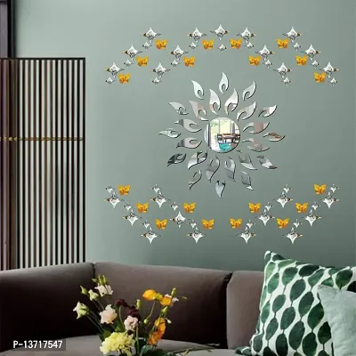 Look Decor Sun And 25S.25L. Star Silver 20 Butterfly-Cp376 Acrylic Mirror Wall Sticker|Mirror For Wall|Mirror Stickers For Wall|Wall Mirror|Flexible Mirror|3D Mirror Wall Stickers|Wall Sticker Cp-902-thumb0