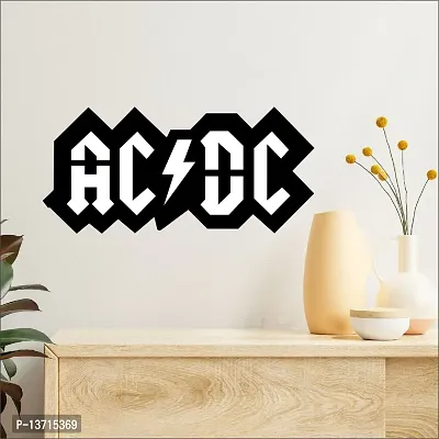 Look Decor AC DC Wall Sculptures, Wall Art, Wall Decor, Black wooden art home decor items for Livingroom Bedroom Kitchen Office Wall, Wall Stickers And Murals (13.5 X 29 cm)