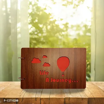 Look Decor LifeisJourney-(CL) Artworks Wooden Photo Album Scrap Book With 10 Butterfly 3D Acrylic Sticker 40 Pages Plus 2 Glitter Golden Paper Sheets - Size (22 cm x 16 cm) Gift Item-thumb0