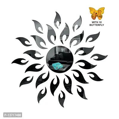 Look Decor Sun Black 10 Butterfly-Cp241 Acrylic Mirror Wall Sticker|Mirror For Wall|Mirror Stickers For Wall|Wall Mirror|Flexible Mirror|3D Mirror Wall Stickers|Wall Sticker Cp-767-thumb0