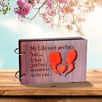 Look Decor LifeNotPerfect-(CL) Artworks Wooden Photo Album Scrap Book With 10 Butterfly 3D Acrylic Sticker 40 Pages Plus 2 Glitter Golden Paper Sheets - Size (22 cm x 16 cm) Gift Item-thumb3