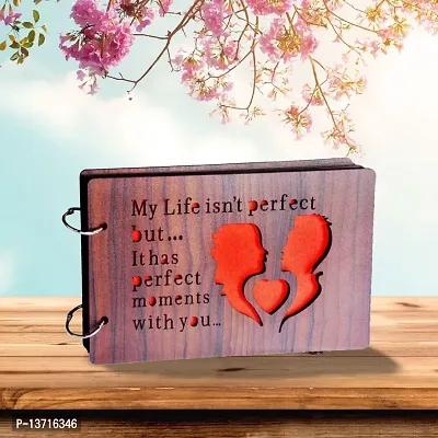 Look Decor LifeNotPerfect-(CL) Artworks Wooden Photo Album Scrap Book With 10 Butterfly 3D Acrylic Sticker 40 Pages Plus 2 Glitter Golden Paper Sheets - Size (22 cm x 16 cm) Gift Item-thumb4