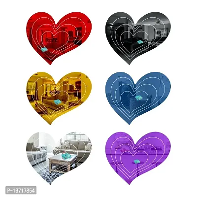 Look Decor 24 Love Heart Multicolour-Cp671 Acrylic Mirror Wall Sticker|Mirror For Wall|Mirror Stickers For Wall|Wall Mirror|Flexible Mirror|3D Mirror Wall Stickers|Wall Sticker Cp-1197