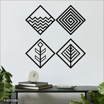 Look Decor Diamond Design Wall Sculptures, Wall Art, Wall Decor, Black wooden art home decor items for Livingroom Bedroom Kitchen Office Wall, Wall Stickers And Murals (19 X 19 cm Each pcs)