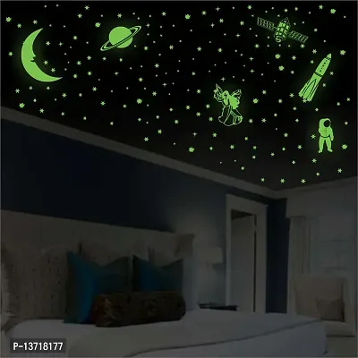 Look Decor Green Fluorescent ( Radium Sticker) Night Glow In The Dark, Star Astronomy Wall Stickers (Pack Of 201 Stars Big And Small) - Complete Sky Code-110