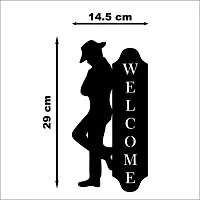 Look Decor Welcome Man Wall Sculptures, Wall Art, Wall Decor, Black wooden art home decor items for Livingroom Bedroom Kitchen Office Wall, Wall Stickers And Murals (29 X 14.5)-thumb2