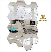 Look Decor 20 Hexagon Silver-Cp86 Acrylic Mirror Wall Sticker|Mirror For Wall|Mirror Stickers For Wall|Wall Mirror|Flexible Mirror|3D Mirror Wall Stickers|Wall Sticker Cp-612-thumb1