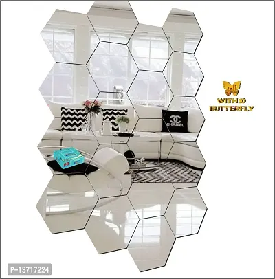 Look Decor 20 Hexagon Silver-Cp86 Acrylic Mirror Wall Sticker|Mirror For Wall|Mirror Stickers For Wall|Wall Mirror|Flexible Mirror|3D Mirror Wall Stickers|Wall Sticker Cp-612-thumb2