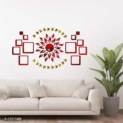 Look Decor Sun 12 Square Red 20 Butterfly-Cp316 Acrylic Mirror Wall Sticker|Mirror For Wall|Mirror Stickers For Wall|Wall Mirror|Flexible Mirror|3D Mirror Wall Stickers|Wall Sticker Cp-842-thumb0
