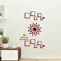 Look Decor Sun 12 Square Red 20 Butterfly-Cp317 Acrylic Mirror Wall Sticker|Mirror For Wall|Mirror Stickers For Wall|Wall Mirror|Flexible Mirror|3D Mirror Wall Stickers|Wall Sticker Cp-843-thumb2