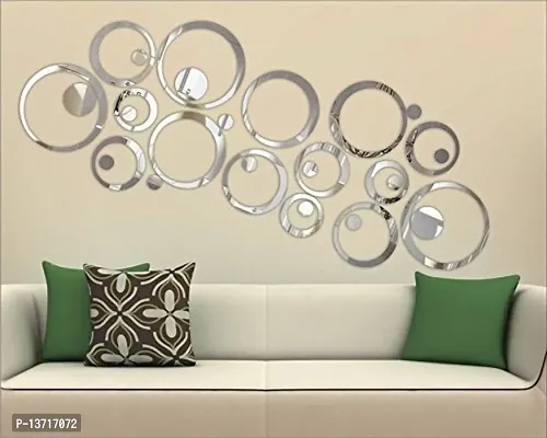 Look Decor 30 Rings And Dots Silver Acrylic Mirror Wall Sticker|Mirror For Wall|Mirror Stickers For Wall|Wall Mirror|Flexible Mirror|3D Mirror Wall Stickers|Wall Sticker Cp-475-thumb3