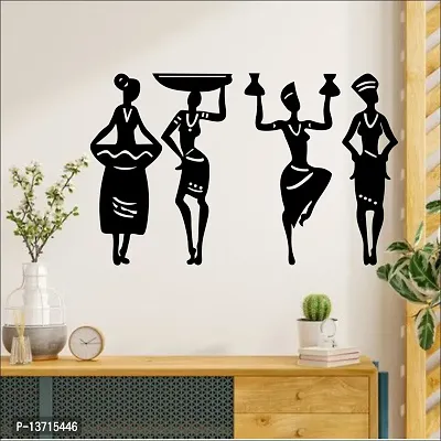 Look Decor Tribale Women Wall Sculptures, Wall Art, Wall Decor, Black wooden art home decor items for Livingroom Bedroom Kitchen Office Wall, Wall Stickers And Murals (12 X 19 Inch)-thumb0