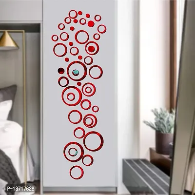 Look Decor 40 Ring And Dot Red-Cp454 Acrylic Mirror Wall Sticker|Mirror For Wall|Mirror Stickers For Wall|Wall Mirror|Flexible Mirror|3D Mirror Wall Stickers|Wall Sticker Cp-980