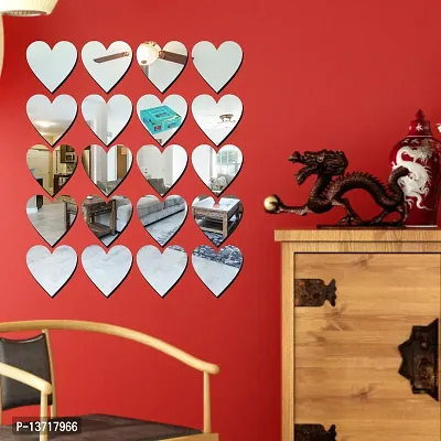 Look Decor 20 Heart Silver-Cp778 Acrylic Mirror Wall Sticker|Mirror For Wall|Mirror Stickers For Wall|Wall Mirror|Flexible Mirror|3D Mirror Wall Stickers|Wall Sticker Cp-1304