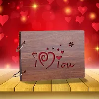 Look Decor ILoveYou-(CL) Artworks Wooden Photo Album Scrap Book With 10 Butterfly 3D Acrylic Sticker 40 Pages Plus 2 Glitter Golden Paper Sheets - Size (22 cm x 16 cm) Gift Item-thumb2