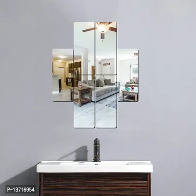 Look Decor 6 Frame Silver Acrylic Mirror Wall Sticker|Mirror For Wall|Mirror Stickers For Wall|Wall Mirror|Flexible Mirror|3D Mirror Wall Stickers|Wall Sticker Cp-367