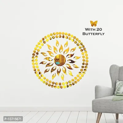 Look Decor Sun Flame And 100 Duck Dot With 20 Butterfly Golden Acrylic Mirror Wall Sticker|Mirror For Wall|Mirror Stickers For Wall|Wall Mirror|Flexible Mirror|3D Mirror Wall Stickers|Wall Sticker Cp-167-thumb3