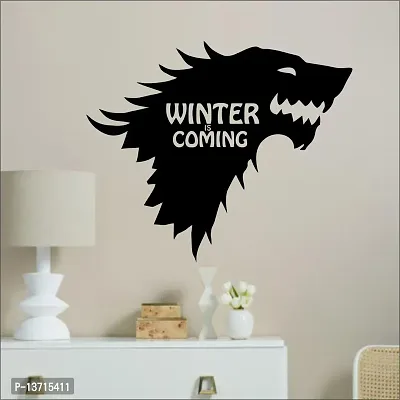 Look Decor Winter is Coming Wall Sculptures, Wall Art, Wall Decor, Black wooden art home decor items for Livingroom Bedroom Kitchen Office Wall, Wall Stickers And Murals (29 X 24 cm)-thumb0