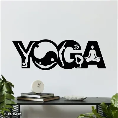 Look Decor Yoga Wall Sculptures, Wall Art, Wall Decor, Black wooden art home decor items for Livingroom Bedroom Kitchen Office Wall, Wall Stickers And Murals (29 X 9.5 cm)-thumb0