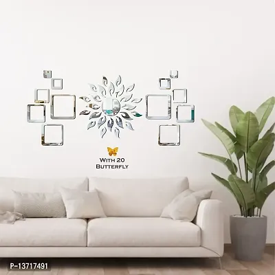 Look Decor Sun 12 Square Silver 20 Butterfly-Cp322 Acrylic Mirror Wall Sticker|Mirror For Wall|Mirror Stickers For Wall|Wall Mirror|Flexible Mirror|3D Mirror Wall Stickers|Wall Sticker Cp-848-thumb3