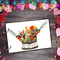 Look Decor BirthdayCats-P-(CL) Artworks Wooden Photo Album Scrap Book With 10 Butterfly 3D Acrylic Sticker 40 Pages Plus 2 Glitter Golden Paper Sheets - Size (22 cm x 16 cm) Gift Item-thumb2