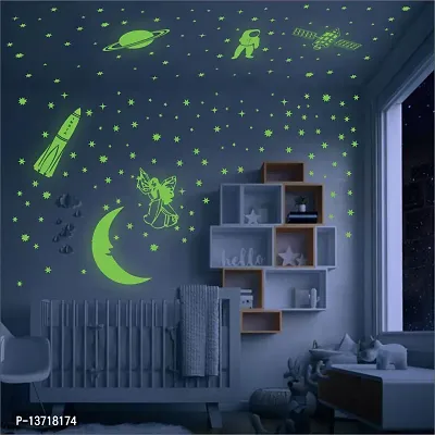 Look Decor Green Fluorescent ( Radium Sticker) Night Glow In The Dark, Star Astronomy Wall Stickers (Pack Of 201 Stars Big And Small) - Complete Sky Code-107