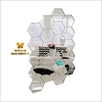 Look Decor 20 Hexagon Silver-Cp88 Acrylic Mirror Wall Sticker|Mirror For Wall|Mirror Stickers For Wall|Wall Mirror|Flexible Mirror|3D Mirror Wall Stickers|Wall Sticker Cp-614-thumb1