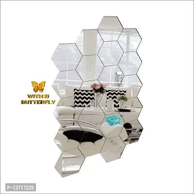 Look Decor 20 Hexagon Silver-Cp88 Acrylic Mirror Wall Sticker|Mirror For Wall|Mirror Stickers For Wall|Wall Mirror|Flexible Mirror|3D Mirror Wall Stickers|Wall Sticker Cp-614-thumb2