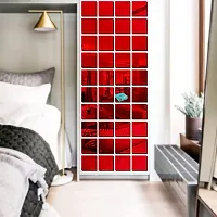 Look Decor 28 Big Square Red-Cp205 Acrylic Mirror Wall Sticker|Mirror For Wall|Mirror Stickers For Wall|Wall Mirror|Flexible Mirror|3D Mirror Wall Stickers|Wall Sticker Cp-731-thumb1