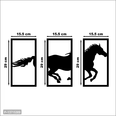 Look Decor Horse Wall Sculptures, Wall Art, Wall Decor, Black wooden art home decor items for Livingroom Bedroom Kitchen Office Wall, Wall Stickers And Murals (29 X15.5)-thumb3