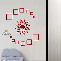 Look Decor Sun 12 Square Red 20 Butterfly-Cp318 Acrylic Mirror Wall Sticker|Mirror For Wall|Mirror Stickers For Wall|Wall Mirror|Flexible Mirror|3D Mirror Wall Stickers|Wall Sticker Cp-844-thumb2