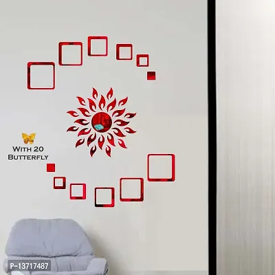 Look Decor Sun 12 Square Red 20 Butterfly-Cp318 Acrylic Mirror Wall Sticker|Mirror For Wall|Mirror Stickers For Wall|Wall Mirror|Flexible Mirror|3D Mirror Wall Stickers|Wall Sticker Cp-844-thumb3