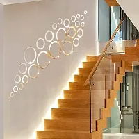 Look Decor 30 Rings And Dots Silver Acrylic Mirror Wall Sticker|Mirror For Wall|Mirror Stickers For Wall|Wall Mirror|Flexible Mirror|3D Mirror Wall Stickers|Wall Sticker Cp-475-thumb1