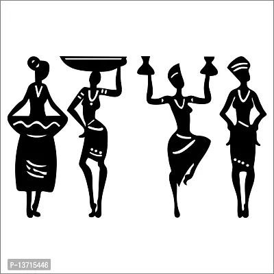 Look Decor Tribale Women Wall Sculptures, Wall Art, Wall Decor, Black wooden art home decor items for Livingroom Bedroom Kitchen Office Wall, Wall Stickers And Murals (12 X 19 Inch)-thumb2